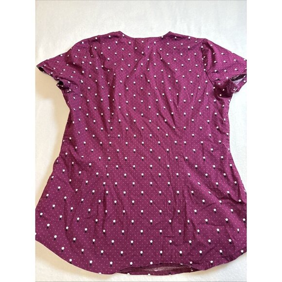 Womens Code Happy Scrub Top Ladies Size Medium Purple WPolka Dots 2 Pockets - Picture 6 of 9